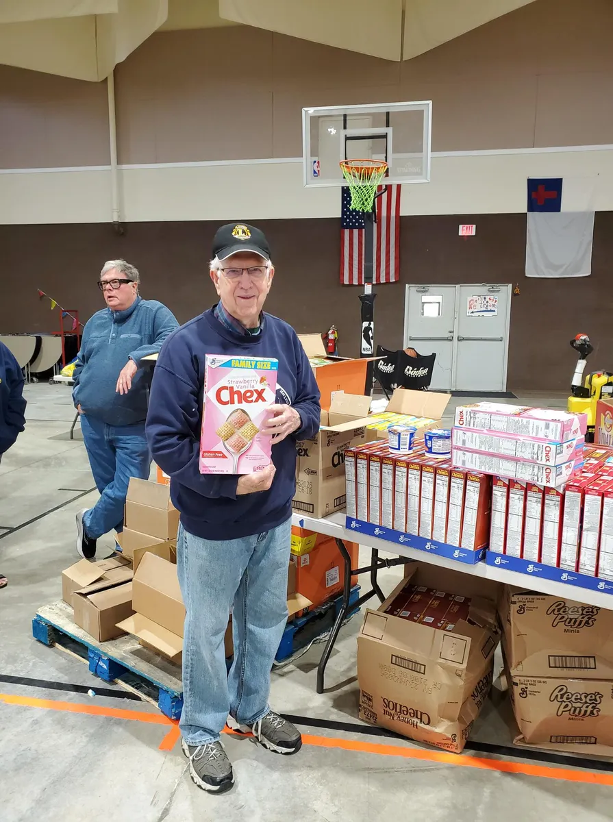 elderly man with cereal